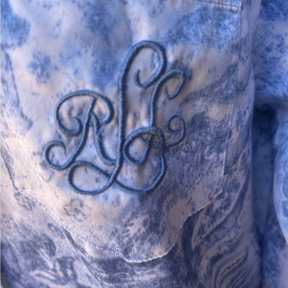 Ralph Lauren Blue Paisley Night Shirt Small Embroidered Logo Womens Preppy - Picture 3 of 7